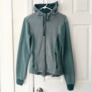 Pact Organic Two Tone Green Heather Full Zip Hooded Sweatshirt Jacket Small